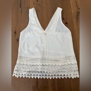 Lush White Lace Trim Sleeveless Top